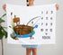 Fishing Baby Milestone Blanket with Birth Stat Sign, Monthly Growth Chart for New Moms Baby Shower