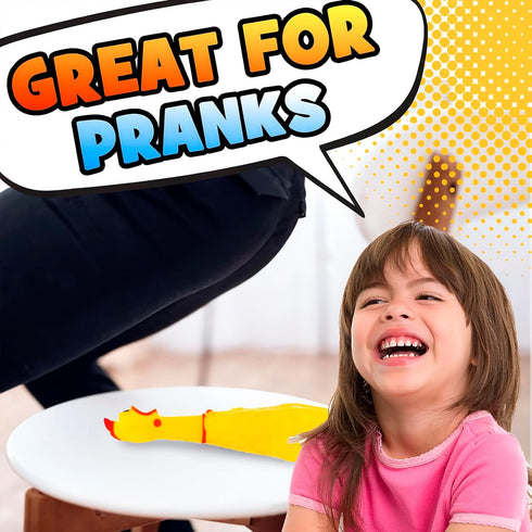POPLAY 3 PCS Squeaky Rubber Chickens, Prank Novelty Toys for Dogs