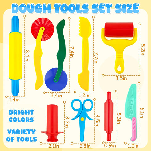 Kids,9-Piece iShyan Dough Tools for Kids Clay and Dough Tool Kit Includes Roller, Rolling Pins, Cutting Tools, Safe