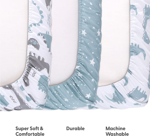 Set, Pack The Peanutshell Mini Crib Fitted Sheets Playard, Play Sheets, Playpen, Dinosaur