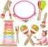 Baby Musical Instruments for Girls-Montessori Wooden Toys for Toddlers 1-3,Percussion Instruments Set