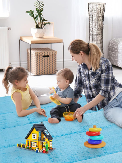 12 (11.8", pcs Thickened Plush Foam Interlocking Floor Mats, Foam Mats for Floor Baby with Edgings, Soft Anti-Slip