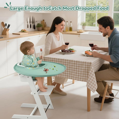 RICHER HOUSE Food Catcher for for Stokke Tripp Trapp High Chair, Coverall Baby Feeding Bib, Long Sleeves Eating Bib
