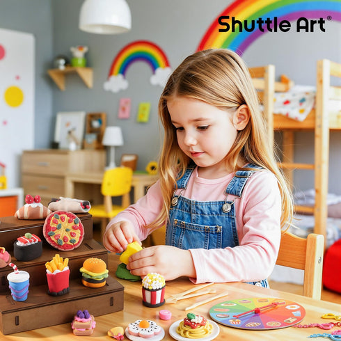 33 Shuttle Art Air Dry Clay for Kids - Food Store, PCS Modeling Clay Kit with Sculpting Tools and Tutorials, Safe