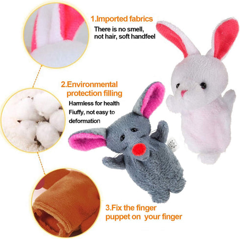 12 Animals Finger Puppets Set - Educational Pretend Play Toys for Kids Ages 3+ Easter Hunt Filler