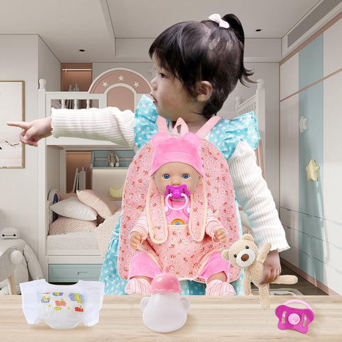 Backpack 14-18 Inch Set 2 3 4 5 Baby Doll Clothes with Carrier for Doll,Reborn Baby Dolls Accessories with Bottles