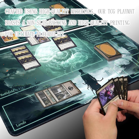 MTG Playmat 24x14in - Free Storage Bags, Non-Slip Backing, Ideal for Card Game Enthusiasts (with Zone)