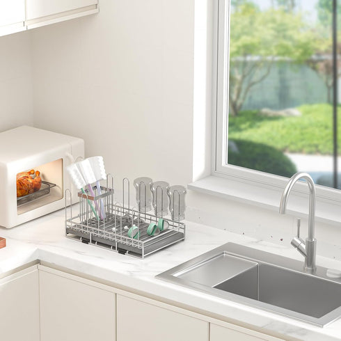 Countertop Baby Bottle Drying Rack Organizer Stainless Steel Large Glass Water Bottle Dryer Holder with Diatomite Stone