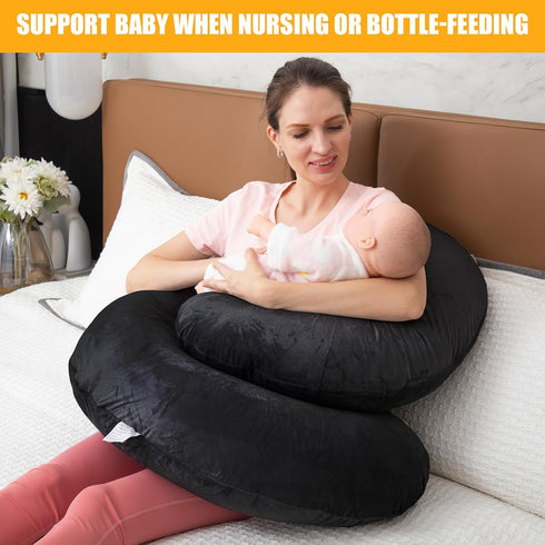 1 MIDDLE ONE Pregnancy Pillow, C Shaped Full Body Pregnant Women Sleeping Pillow for Maternity Support with Cover
