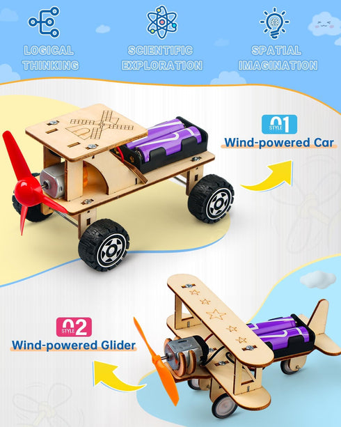 Poraxy STEM Kits for Kids Age 8-10 - 5 Set Wooden Model Car Kits, Educational Crafts Building Projects