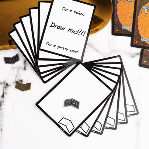 50 Pieces Reusable Dry Erase MTG Tokens with Marker, Double-Sided MTG Proxy Cards for Magic The Gathering Accessories