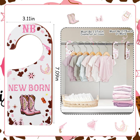 Closet 8PCS, Baby Dividers Western Cowgirl/Wild West Rodeo Themed Wooden Double-Sided Clothes Size Hanger Organizer