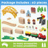 TOY Life Train Set 60pcs Wooden Train Set with Crane, Tracks for Toddlers 3-5, Fits Thomas Brio Melissa