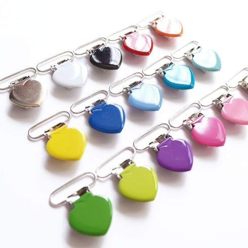 20Pcs 16 Enamel Suspender Clips Metal Heart Pacifier Clips for Pacifier Holder Clip Bed Sheet Garment Mitten Making DIY