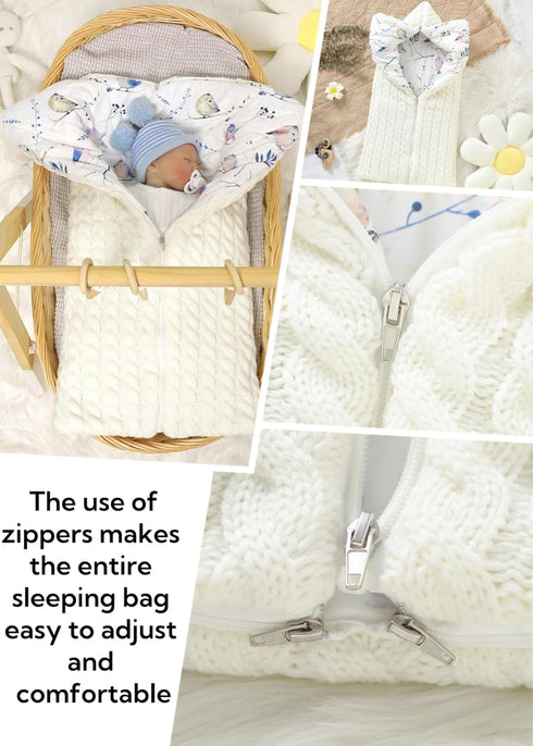 LLmoway Warm Swaddles for Newborns Soft Thick Knit Baby Infant Sleeping Bag Receiving Blankets for Boys Girls Winter