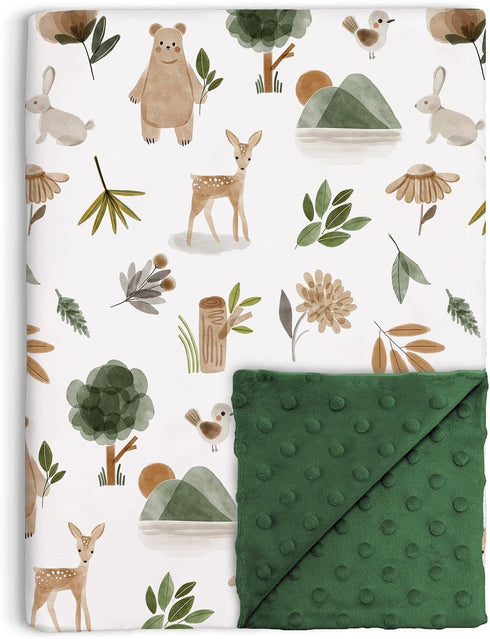 Buerhanerry Woodland Baby Blanket for Girls Boys, Soft Double Layer Minky with Dotted