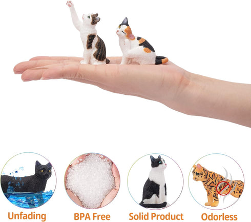 Toymany 8PCS Realistic Cat Figurines - Educational Cat Figures Toy Set, Kitten Easter Eggs, Cake Topper Gift