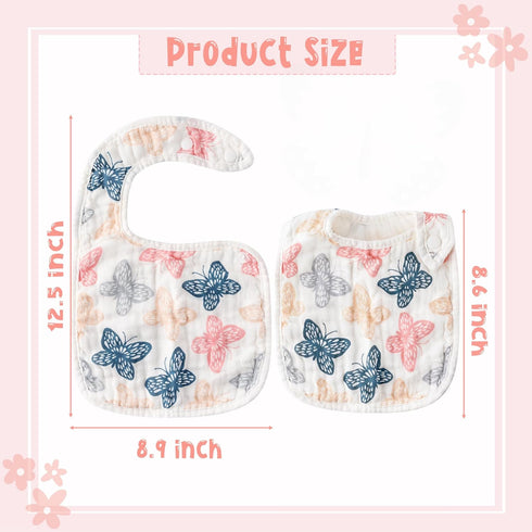 Zainpe 6Pcs Snap Muslin Cotton Baby Bibs Infants Feeding Bib Adjustable Burp Cloths Soft Drool Bibs for Toddlers Girl Boy