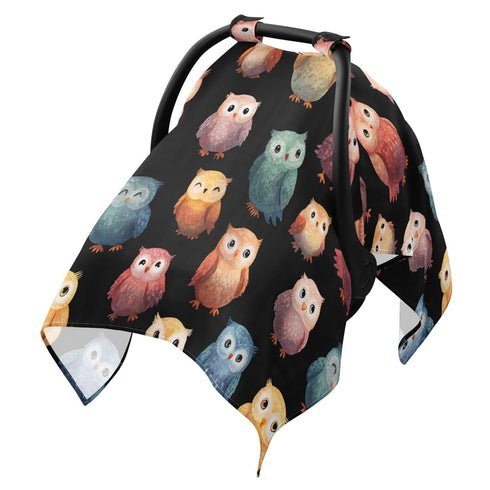 Mazeann Watercolor Owl Black Car Seat Cover Baby Breathable Soft Infant Carseat Covers
