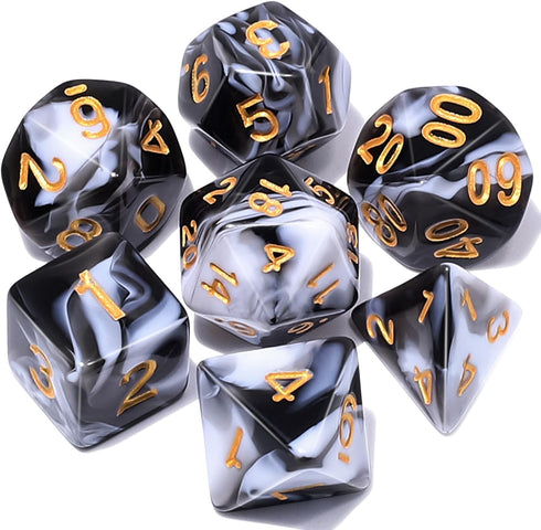 CiaraQ DND Polyhedral Dice Set - Black Dice Bag for D&D RPG MTG Role Playing Table Games