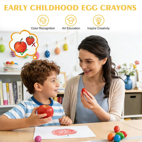 Canscci 12 Pack Crayons,12 Easter Egg Colors Easter Egg-Shaped Crayons for Kids Girls Boys Toddles Easter Basket