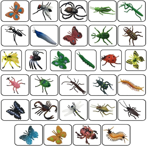 30 Pack Bug Toys, Fake Plastic Bugs and Insects for Kids, Halloween Birthday Party Favors, Goodie Bag Fillers