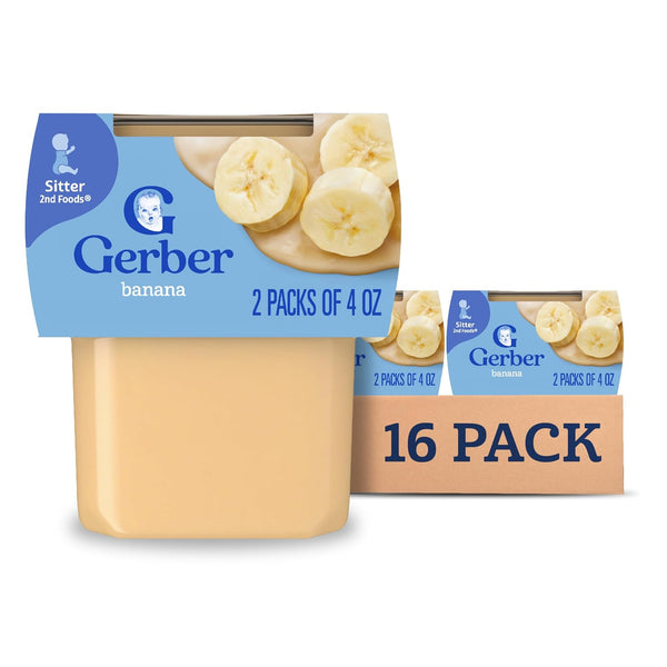 Gerber Stage 2 Baby Food, Banana Puree Tubs, No Artificial Colors or