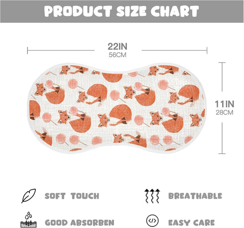 decor gift 4 Pack 22x11in Cotton Newborns Burp Cloths Easy Care Feral Fox Lollipop Off White Orange wash Cloths