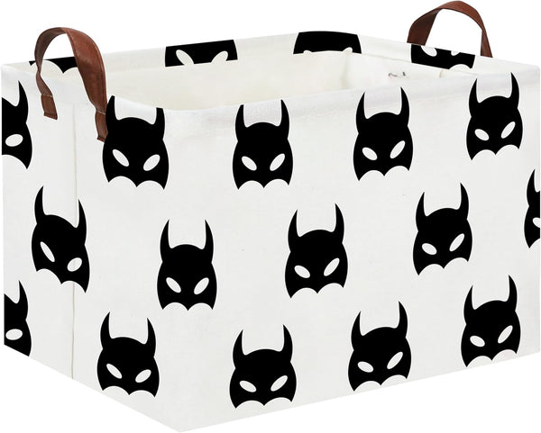 HIYAGON Batman Basket, Cute Kids Storage Basket, Empty Toy Storage Bin Organizer Box for Home Books (Black Bats)
