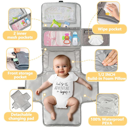 JWEX Baby Shower Gifts - Baby Gift Basket Baby Wrist Rattle Socks Portable Diaper Changing Pad Baby Essentials - Gender