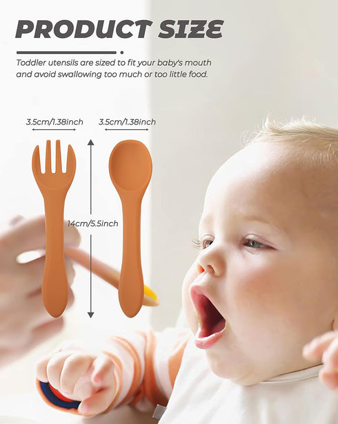 10 Pcs Silicone Baby Spoons and Forks, Chewable Utensils for Self-Feeding, Kids Utensils for 6+ Months