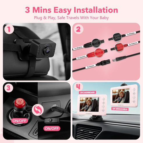 Chuanganzhuo NO.1 3X 5'' 1080P S100U Baby Car Camera with Night Vision, Zoom, USB Powered, HD IPS Crystal-Clear Car