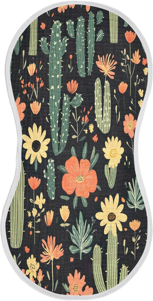 YETTASBIN Cactus Flower Muslin Baby Burp Cloth, Super Soft Absorbent Cotton Burp Rag