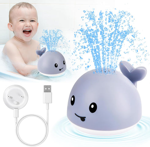 2024 Upgraded Baby Whale Bath Toy, Light Up Bath Fountain for Toddlers 1-3, IPX8 Waterproof Sprinkler