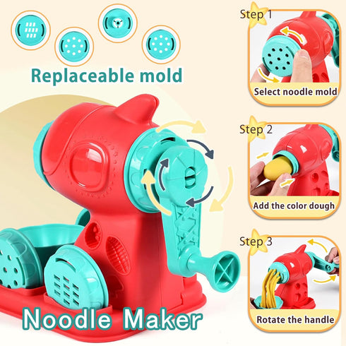 3 1 Set, 3+ (12 Crelloci in Color Dough Kitchen Creations Ice Cream Spaghetti Burger Maker Machine, Art Crafts Food