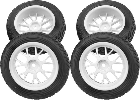OD 75mm/2.95'' Rubber Tires & Plastic Wheel Rims, 12mm Hex for Traxxas HSP Tamiya 1/10 On-Road Cars