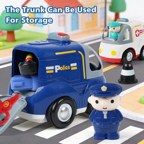 2.4GHz 18+ 2 3 4 5 BEMITON Remote Control Toy Cars for Toddlers - Interactive Police Car & Ambulance with Lights