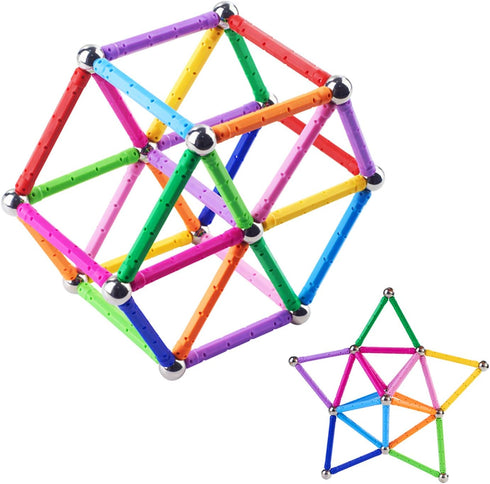 204 Pcs Magnetic Building Sticks Blocks Toys, 2.3" Length Educational Magnetic Stacking Toys Set for Kids