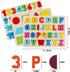 Kesletney Wooden Puzzles for Toddlers, Alphabet Number Shape Learning Toys for Kids, 3 in 1 Montessori