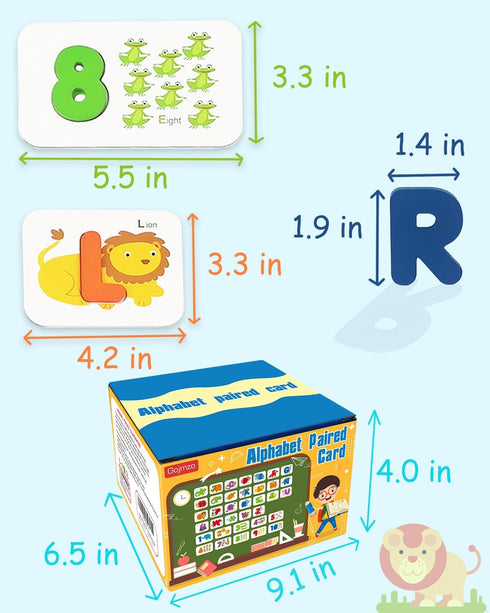 Gojmzo Number and Alphabet Flash Cards – Montessori Educational Toys for 3-5 Year Old – Learning Activities Puzzle Game