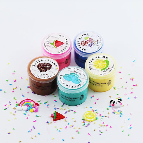 5 Pack Butter Slime Kit - Non Sticky, Super Soft Sludge Toy, Birthday Gifts for Kids, Party Favor for Girls & Boys