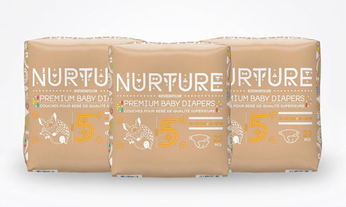 5 (27-40 69 Nurture Diapers by BioBag, Size pounds), Premium Quality Baby Diapers, Chemical Free, Ultra Absorbent, Eco