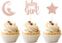 24 PCS Rose Gold Baby Girl Cupcake Toppers with Moon Star Glitter for Birthday Party Cake Decorations