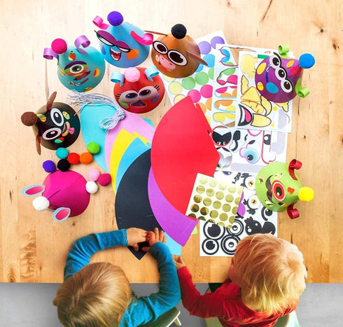 Glittery Garden Party Hats for Kids - Fun Birthday Activity Kit with Stickers, Animal Theme Party Favor