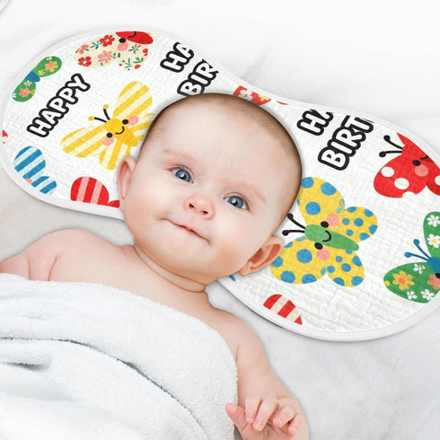 decor gift 4 Pack 22x11in Cotton Burp Cloth Breathable Happy Birthday Cute Butterfly spit up Cloth for Newborns