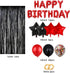 Red Black Birthday Party Decoration Kit - Happy Birthday Banner, Latex Balloons, Fringed Curtain, Confetti