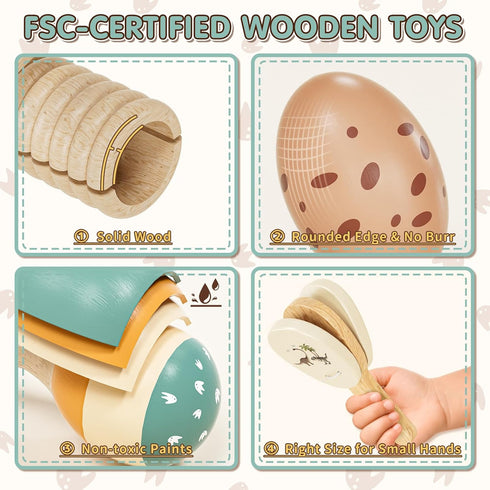 1-3, 1 Set 2-4, Baby Musical Instruments for Toddlers Montessori Wooden Toys for Year Old, Xylophone Maracas Percussion