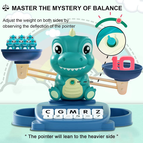 3 4 5 6 7 Kaodezhu Dinosaur Math Balance Toy for Boys and Girls - Montessori Matching Letter Toy for Kids Year Olds