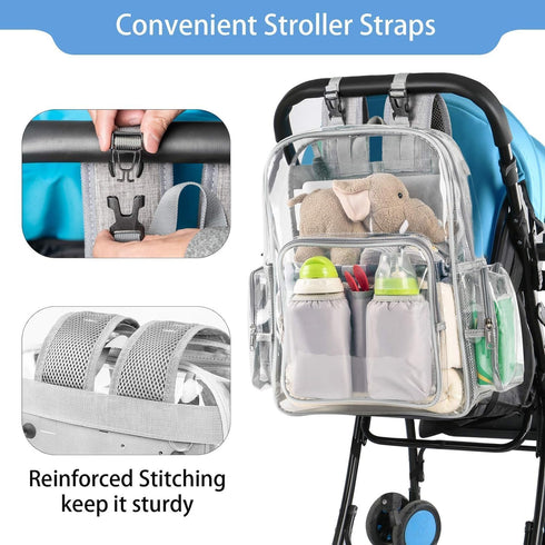 Backpack, Backpack Backpack Mancro Diaper Bag Clear Baby Bag Heavy Duty Transparent for Girls Boys, Multifunction Large