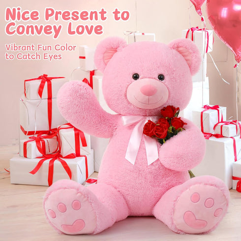 36 inch 3ft MorisMos Big Teddy Bear Stuffed Animal, Large Bear Plush, Big Stuffed Bear with Footprints Gifts for Kids